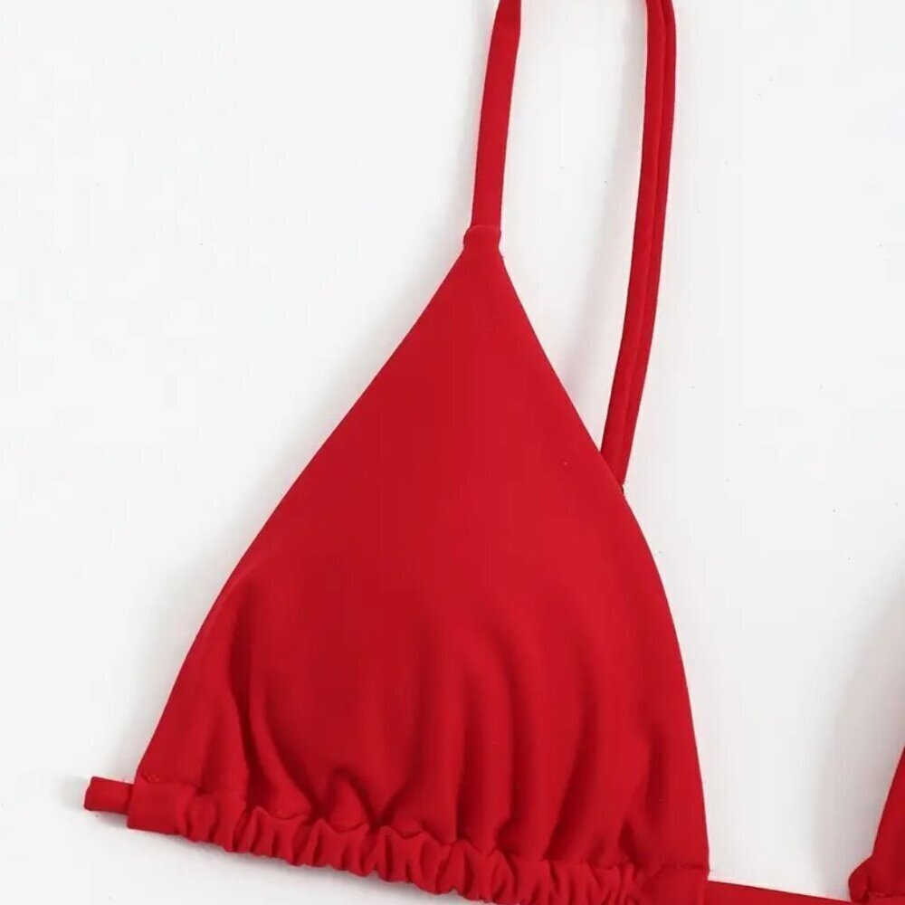 3-Pieces Triangle Bikini (Color: Red) - Picture 4 of 5